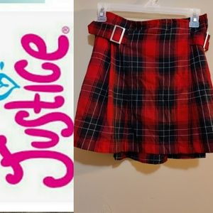 🆕 Girls Justice Red & Black Buckle Skirt Skort Size 14/16